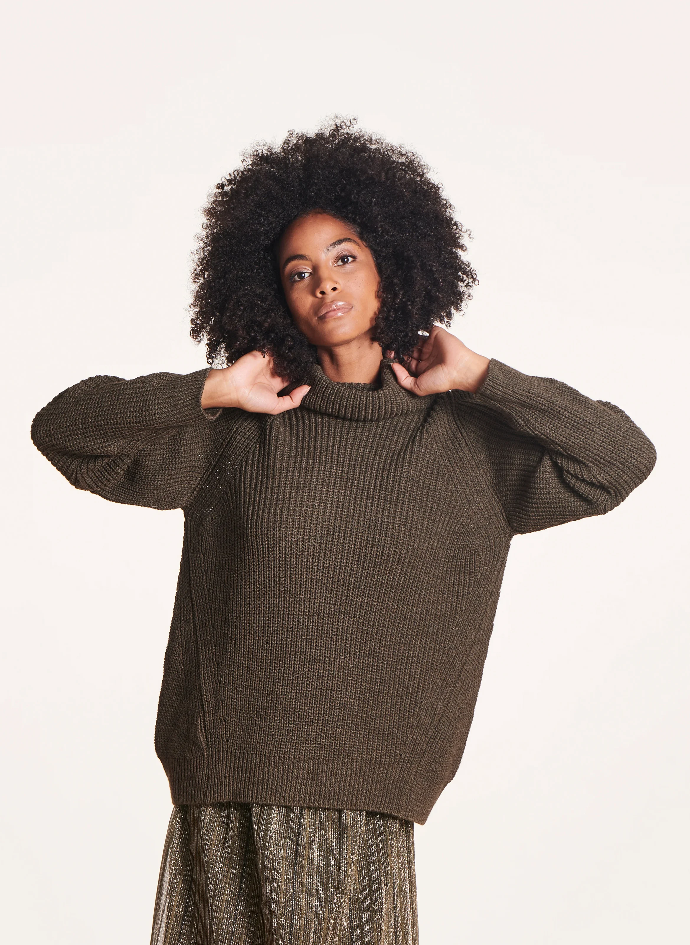 Pull droit en maille | Vert