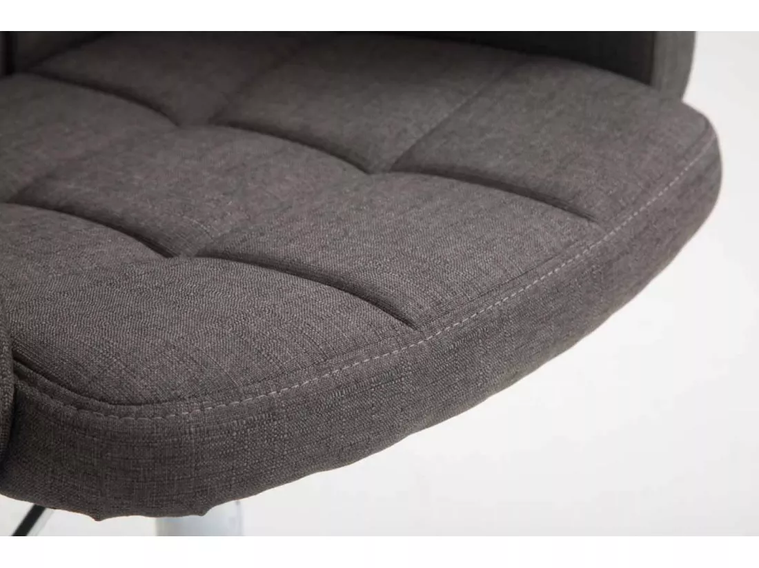 Tabouret de bureau - Tissu & Métal chromé - Gris foncé - Los Angeles