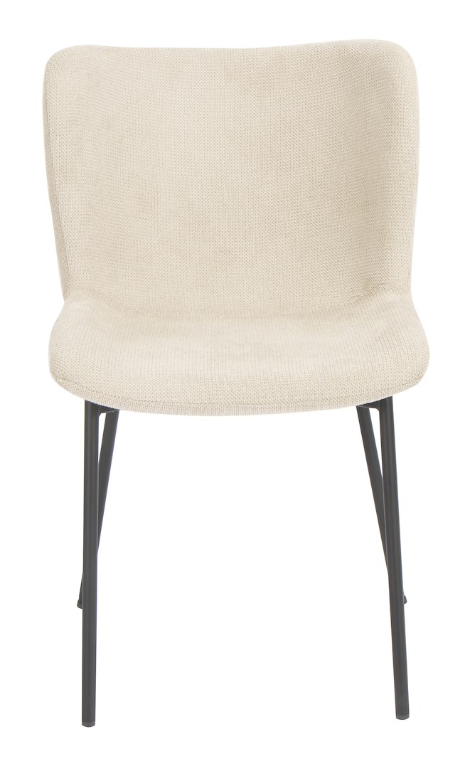 Corinne spisestol i tekstil Vardo 28 beige med Sortlakkerte stålben