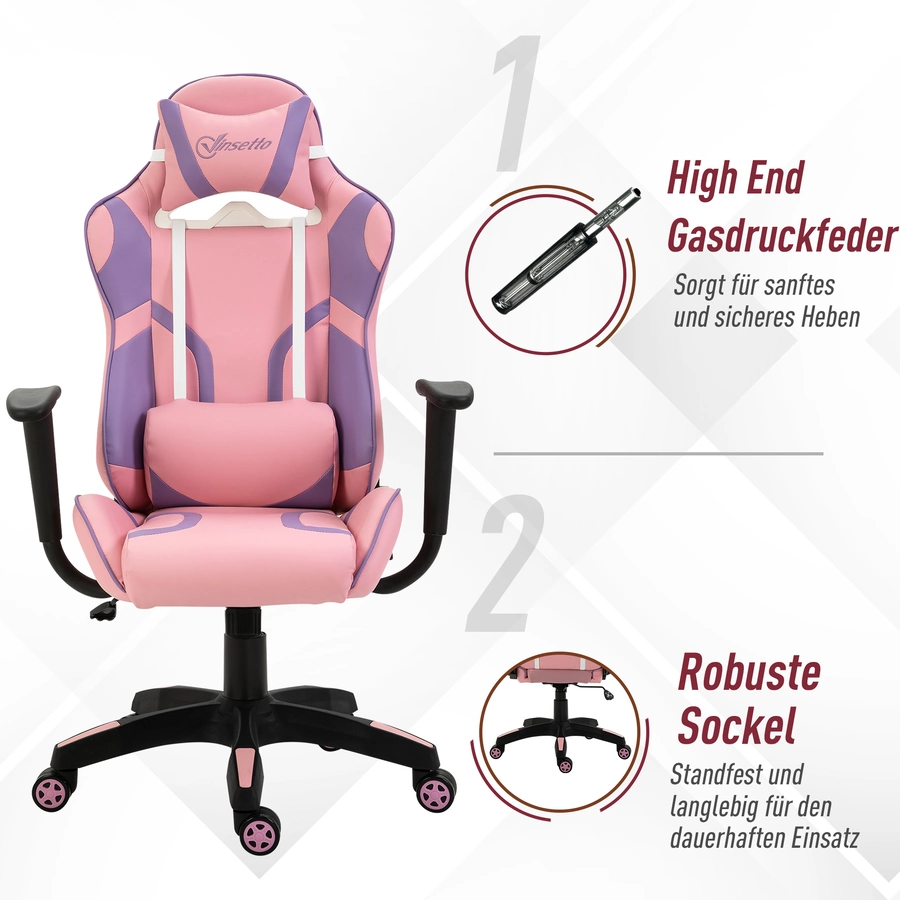 Vinsetto Gamingstuhl ergonomisch rosa, violett