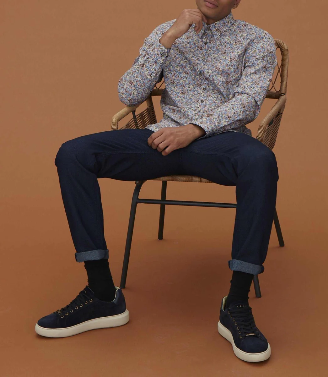 Chemise casual à imprimé marine 