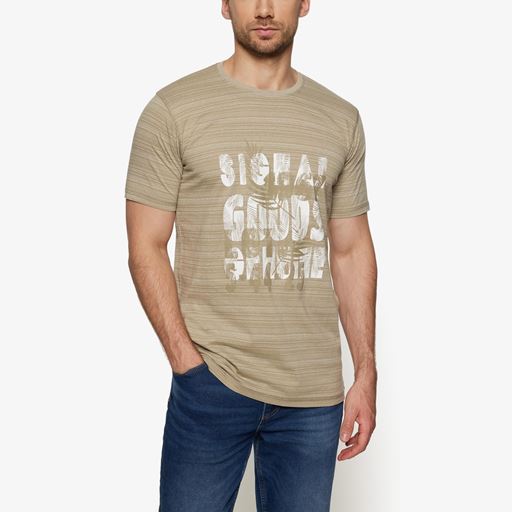 Signal Ulric Shadowstripe W. Print   T-shirt, Oak, XXL