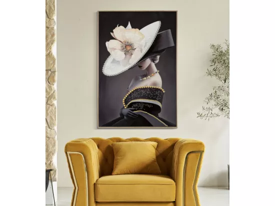 Peinture sur toile laquée avec cadre 62x4x92 cm