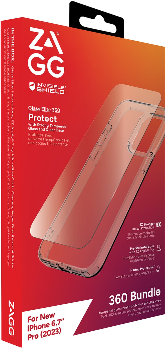 Zagg iPhone 15 Pro Max Glass Elite 360 etui og skærmbeskytter (gennemsigtig)