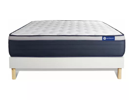 Ensemble matelas Mémoire de forme ACTIMEMO MAX 200x200 cm Maxi épaisseur 7zones de confort + sommier KIT blanc