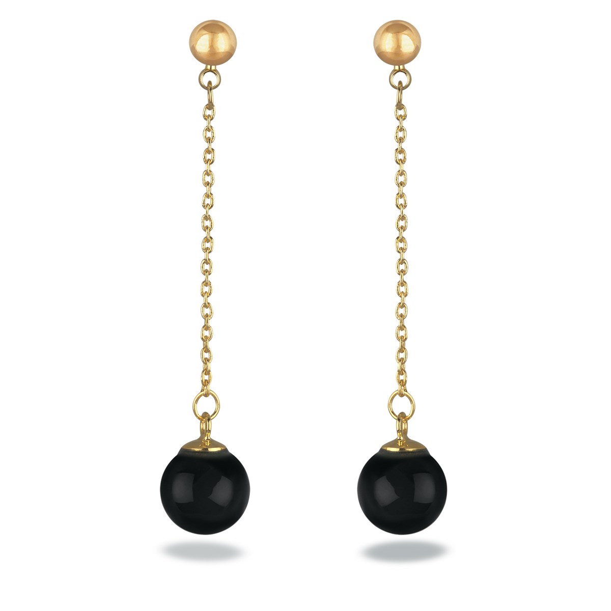 Boucles d'oreille plaqué or perle d'imitation noire
