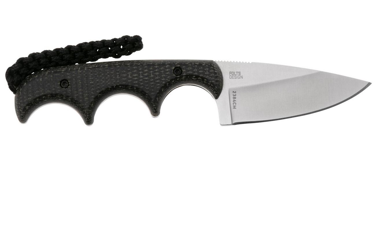 CRKT Minimalist Drop Point 154CM 2384CM Black Canvas Micarta vaststaand mes, Alan Folts design