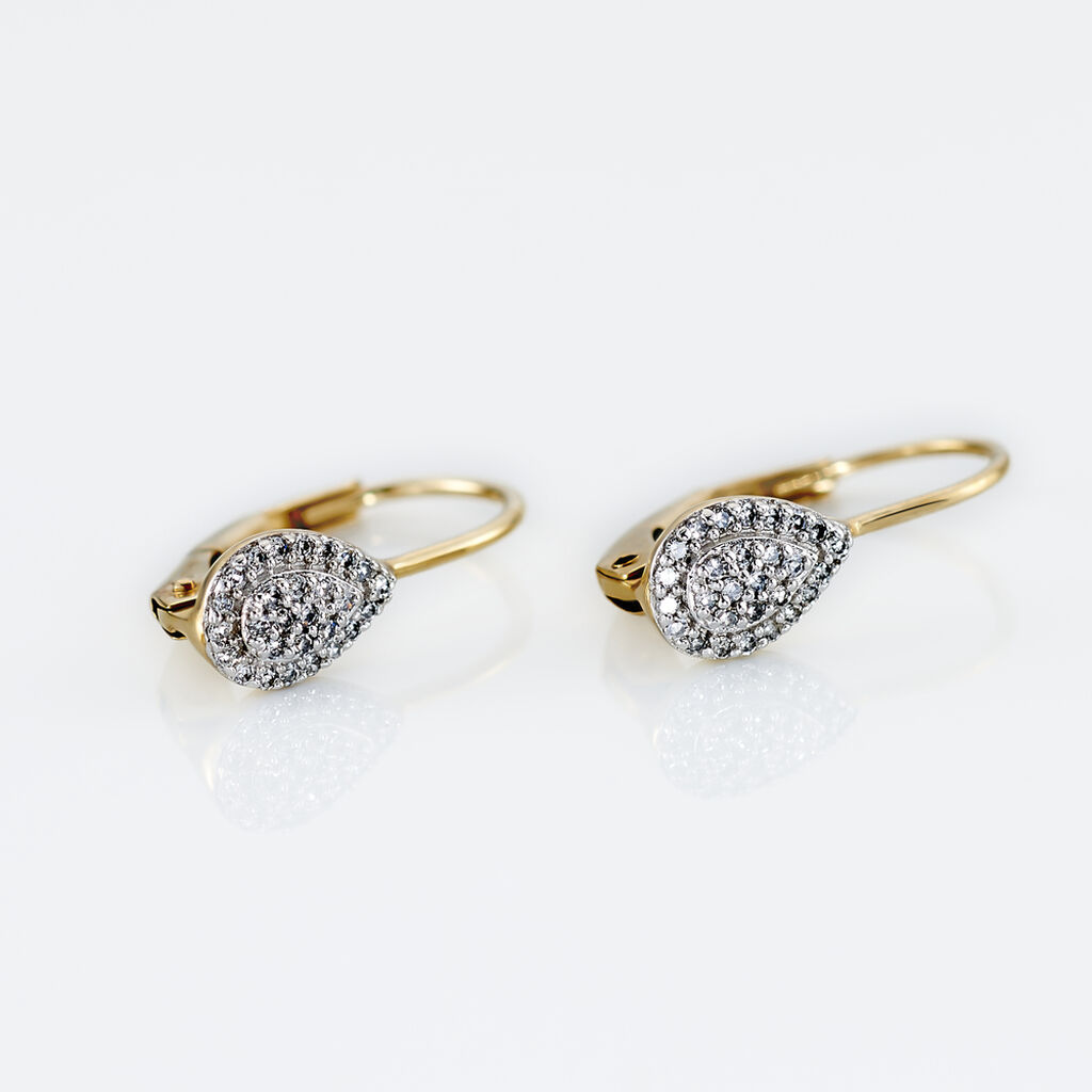 Boucles D'oreilles Pendantes Ursanne Or Jaune Diamants