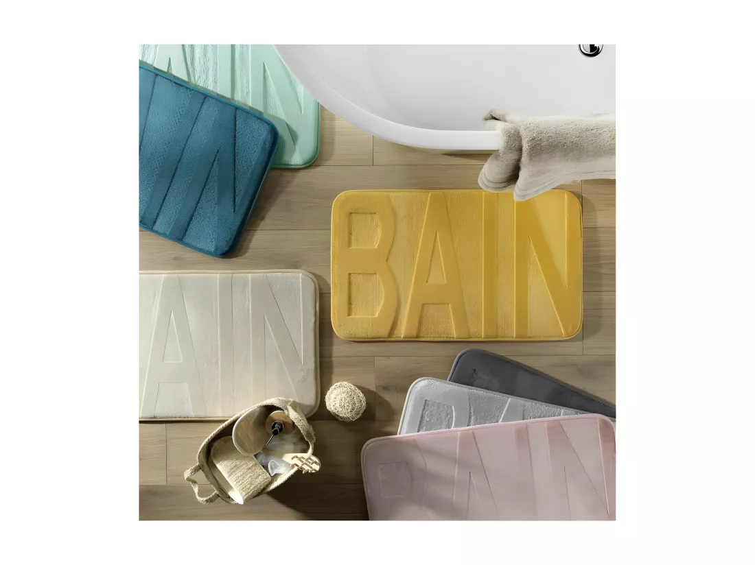 Tapis de Bain 45 x 75 cm Bain Taupe - Microfibre Relief