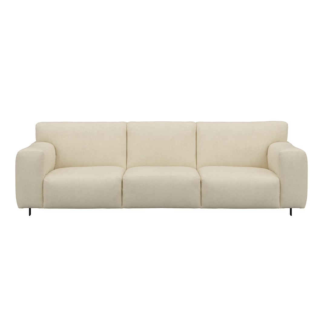 Vesta 4-seter I Tekstil Velvety Ivory, standardsøm, sort metallben 10 cm, Comfort CM