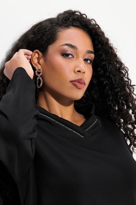 Sweatshirt, Stehkragen, Classic, Zierkette, Langarm