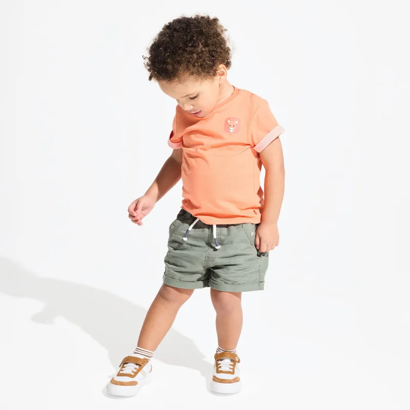 Short en lin et coton vert bébé garçon Vert