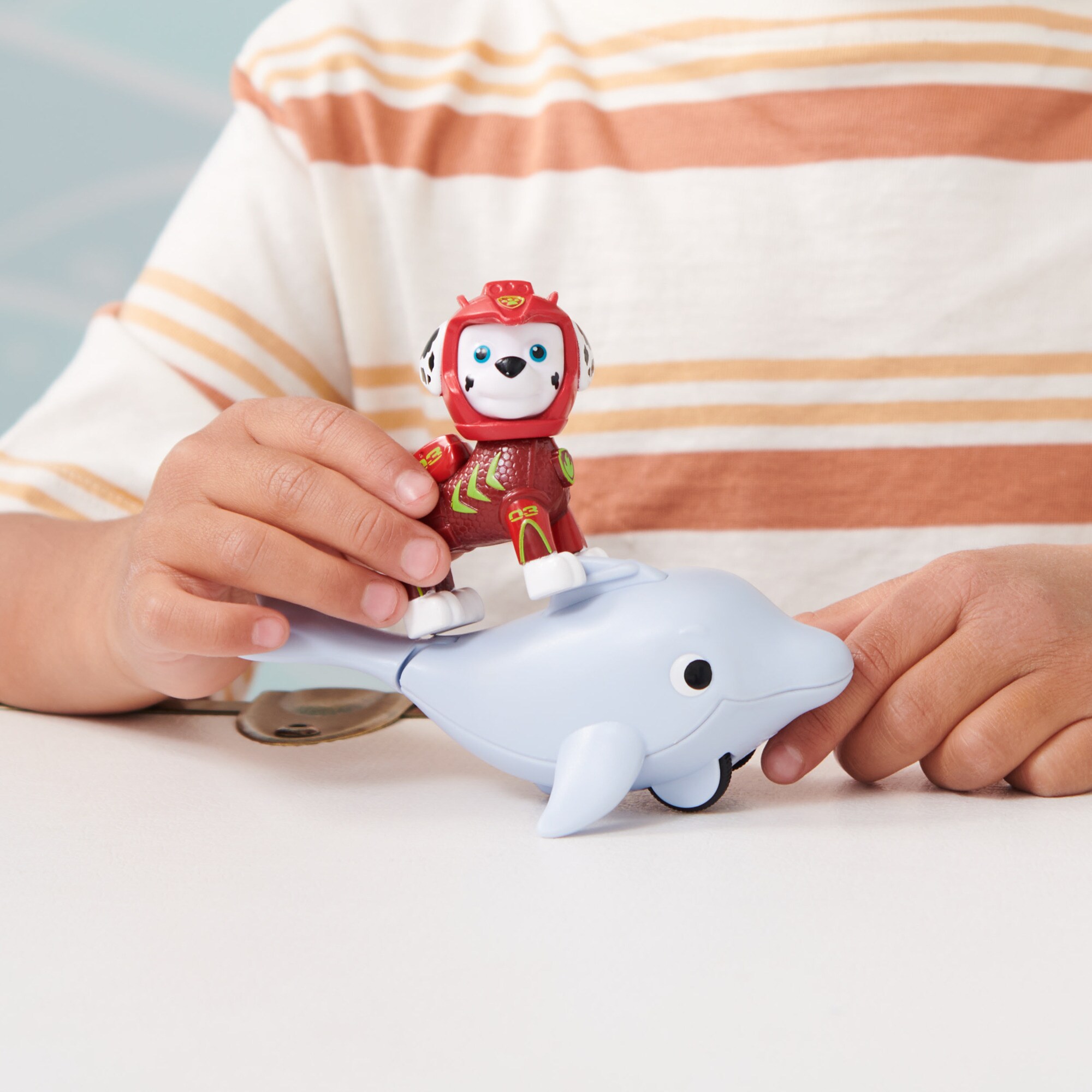 Spin Master Spielfigur Paw Patrol Aqua Pups - Hero Pups-Set mit Marshall-Welpenfigur und Delfin-Figur