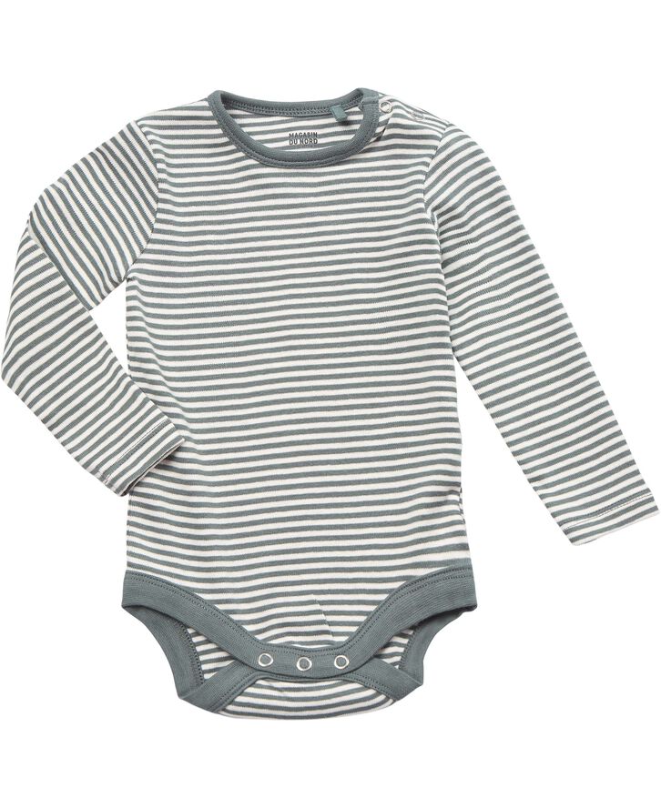 Magasin du Nord Collection Petit baby body - Organic Balsam green / star white stripe