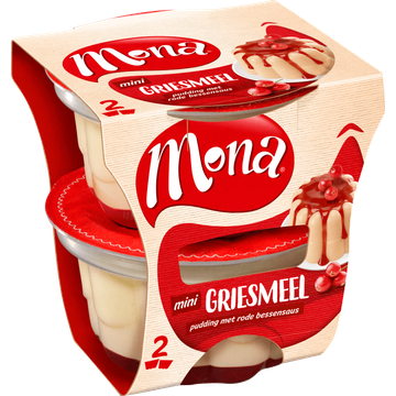 Mona Mini Griesmeel Pudding met Rode Bessensaus 2 x 135 ml