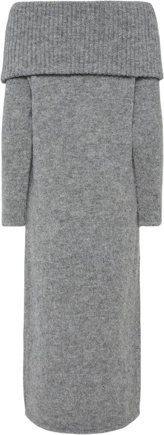 Pieces PCPAM LS OFF SHOULDER KNIT DRESS BC Grå