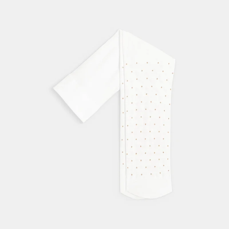 Collants microfibre imprimé pois doré blancs bébé fille Blanc