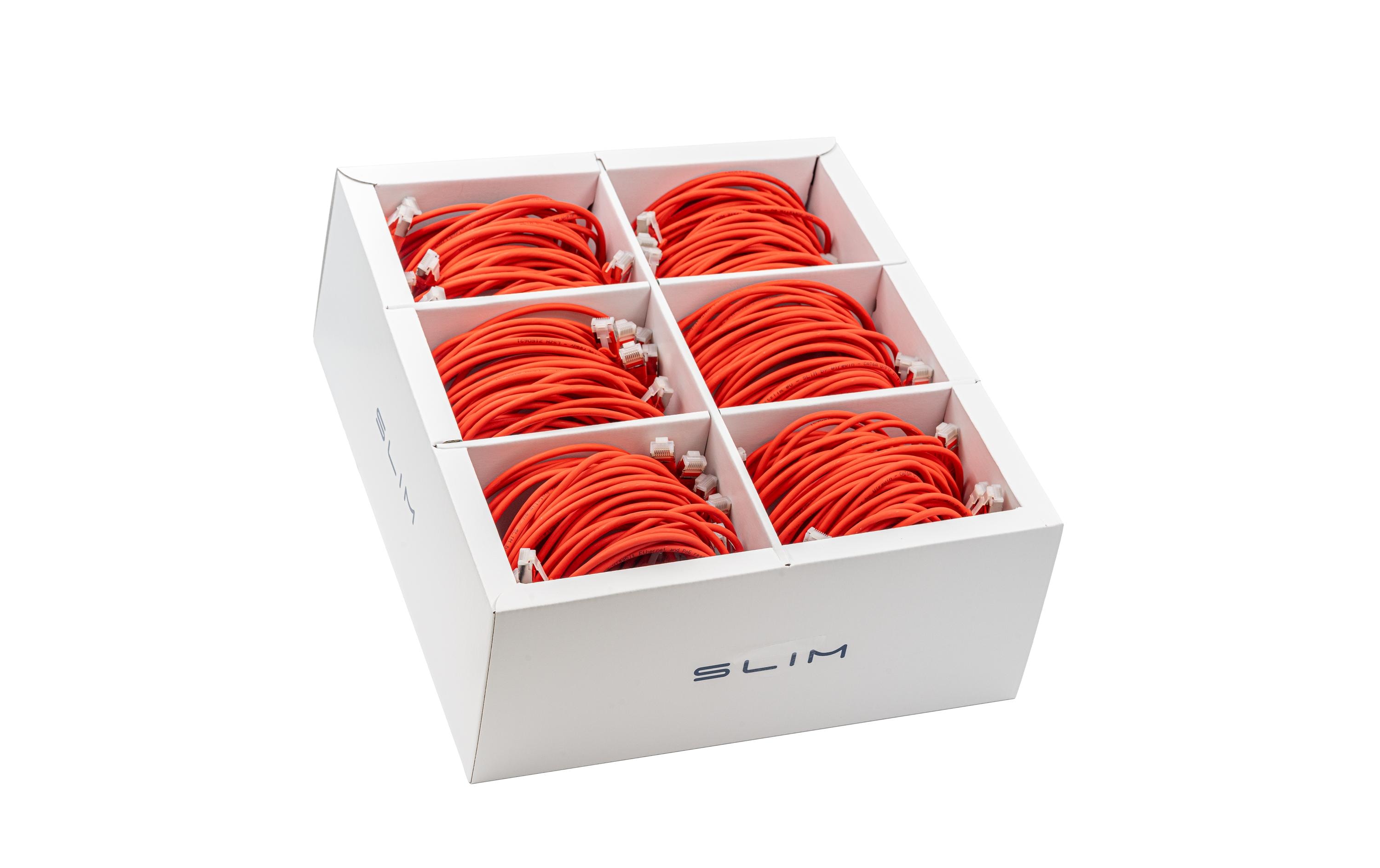 Slimpatchkabel RJ-45, Cat 6A, U/FTP, 0.5 m, Rot, 90-Pack<br>SLIM Multipack, 90x 0.5m KAT6A Patchkabel, rot