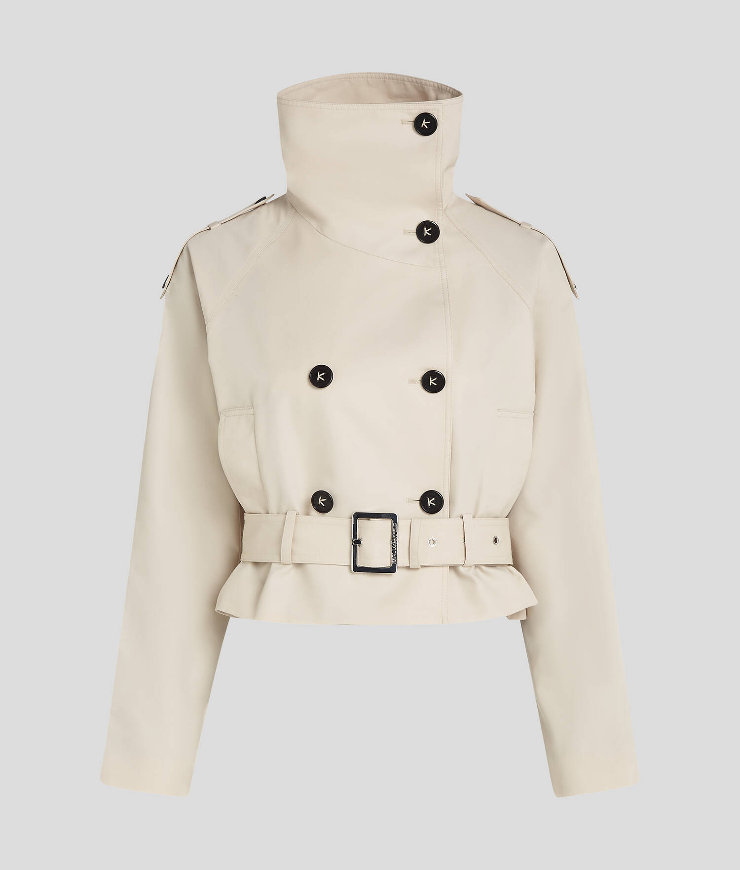 VESTE COURTE EN SERGÉ DE COTON - Ciment