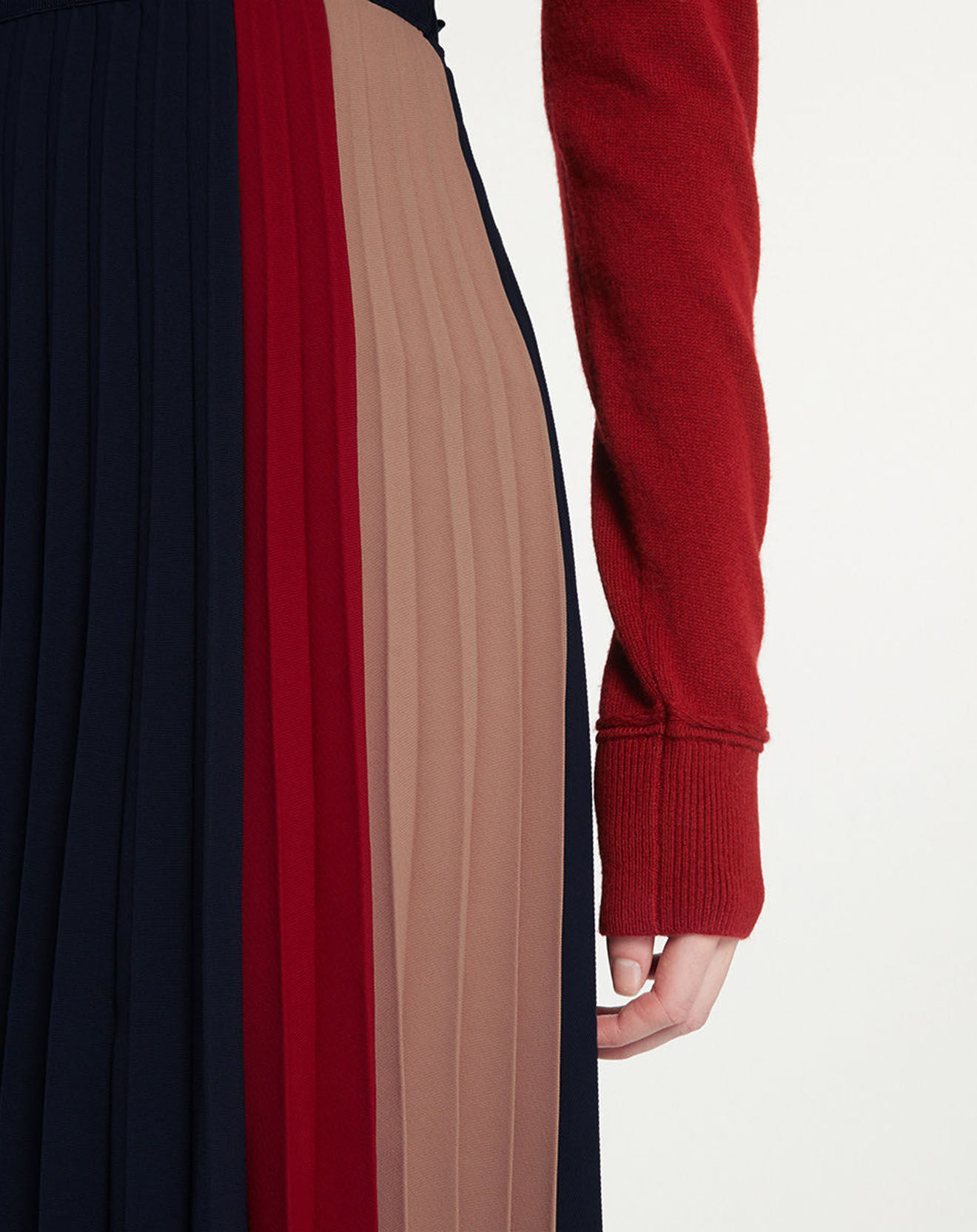 Tommy Hilfiger Jupe Midi Colorblock Pleated bleu/rouge