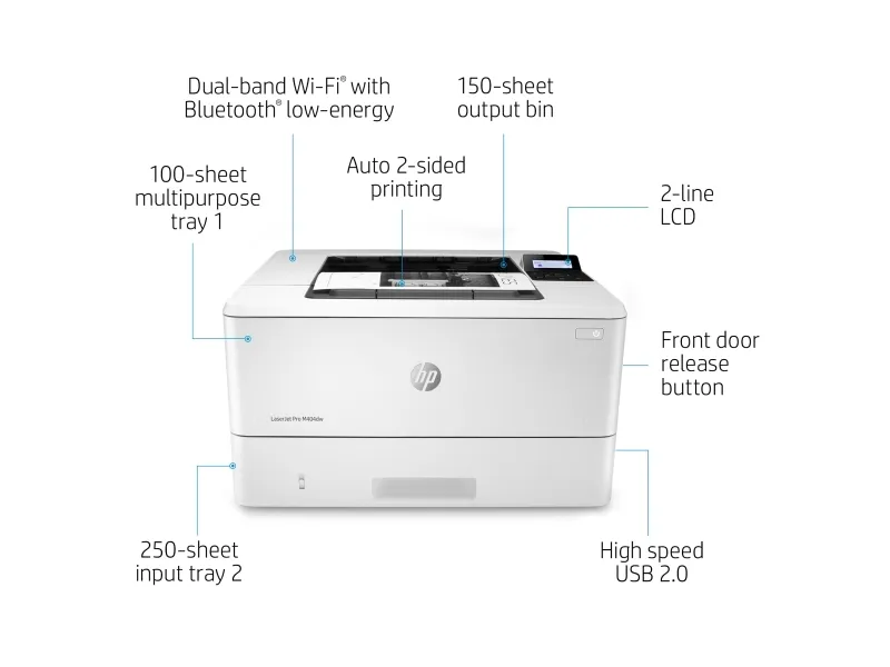 HP LaserJet Pro M404dn - Printer - S/H - Duplex - laser - A4/Legal - 4800 x 600 dpi - op til 38 spm - kapacitet: 350 ark - USB 2.0, Gigabit LAN, USB vært