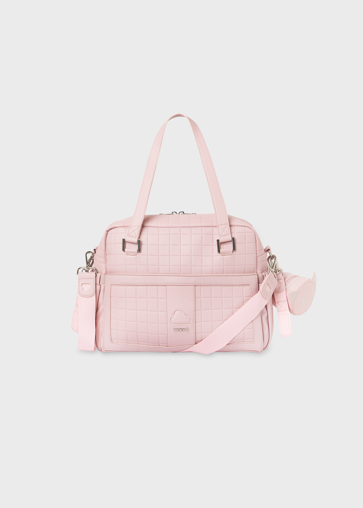 Bolsa acolchoada e porta-chupeta para bebê