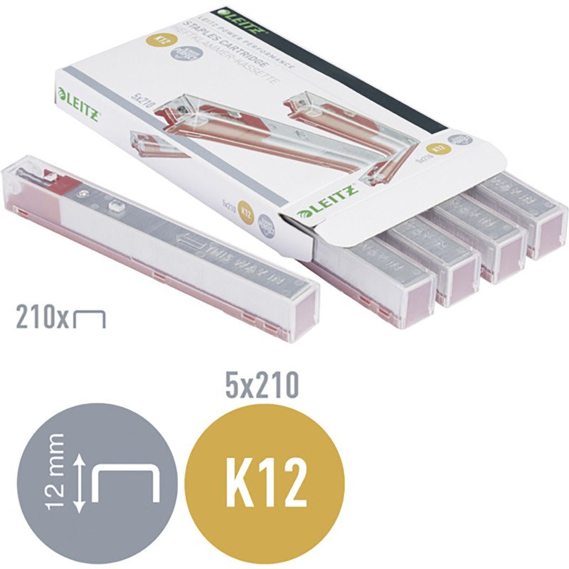 Agrafe Leitz K12 rouge - Lot de 5 cartouches
