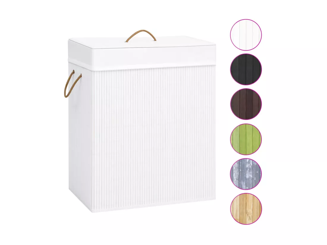 Panier à linge Bambou Blanc 83 L