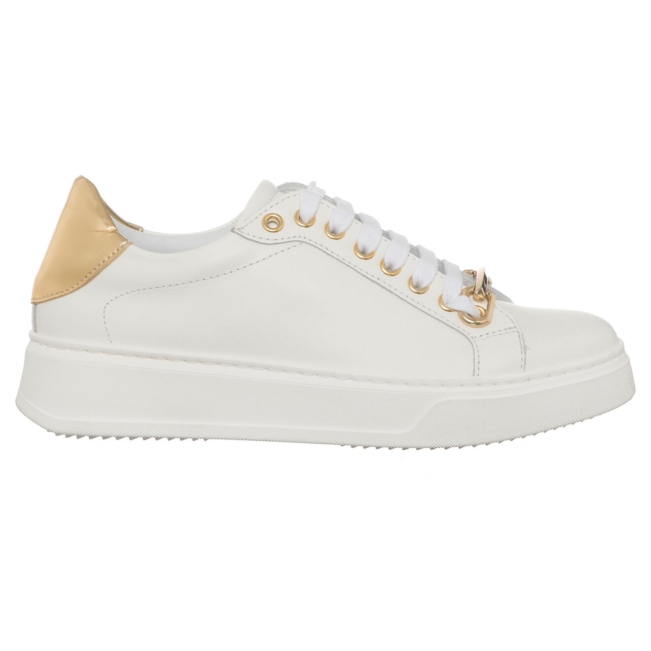 Loretta Pettinari Sneakers en Cuir Sava blanc/doré