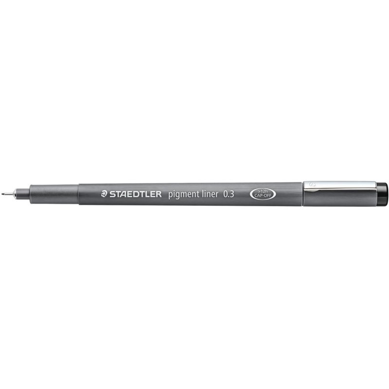 Stylo-feutre staedtler pigment liner technique trait 0.3mm encre noire infalsifiable pointe calibrée baguée métal