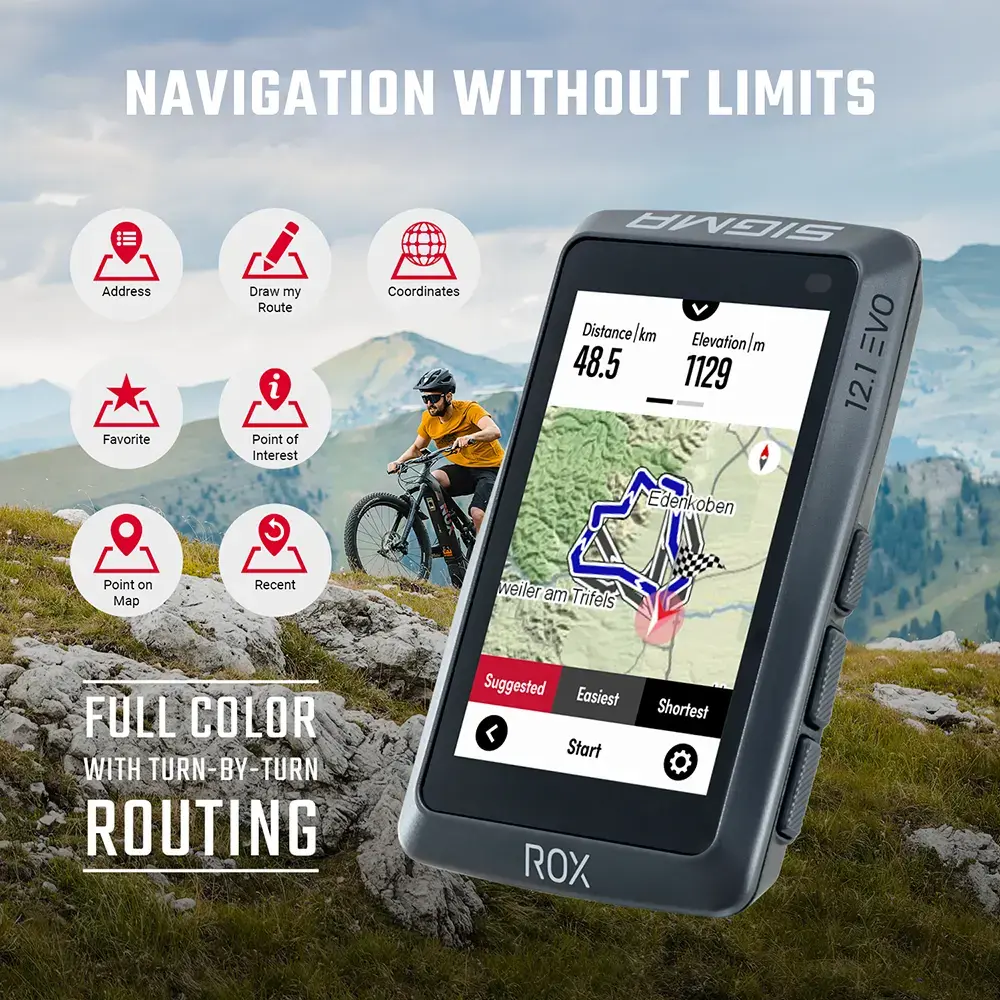 Sigma Sport ROX 12.1 EVO GPS Fietscomputer Bundel Grijs
