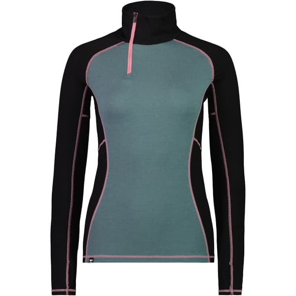 T-shirt thermique MONS ROYALE W OLYMPUS HALF ZIP VLU BURNT SAGE/BLACK