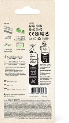 GP Batterier Recyko E821 8-Slot Charger, 4 AA + 4 AAA