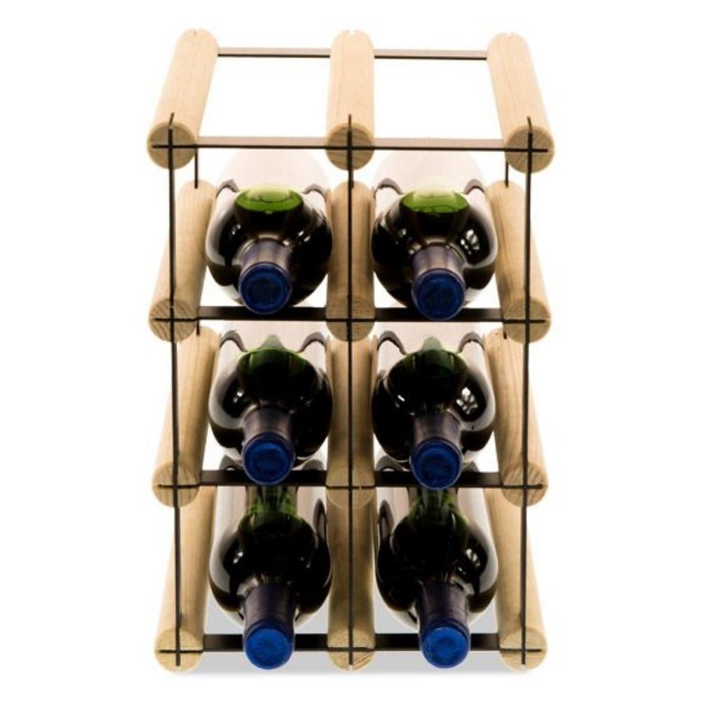 PROREGAL Modulair Wijnrek Vinotega Mod Metaal HxBxD 32,5 x 22,5 x 24,5 cm 2 x 3 Flessen Massief grenenhout Natuurlijk