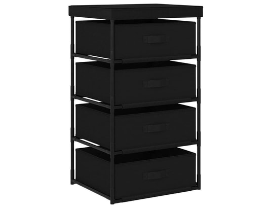 VIDAXL - Armoire étagère de rangement avec 4 paniers en tissu acier noir