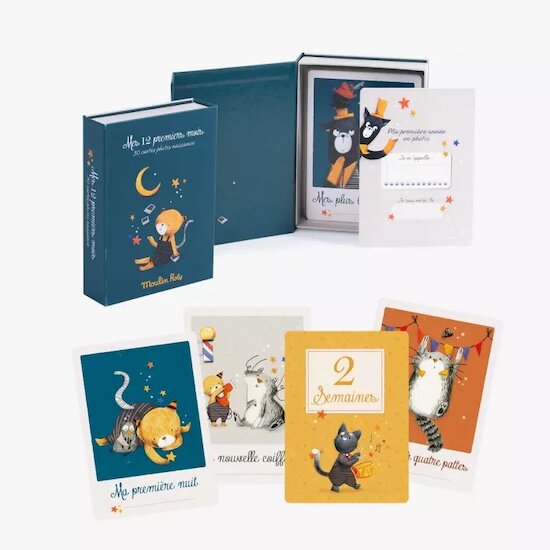 Les Moustaches Cartes Mes 12 premiers mois   de               Moulin Roty