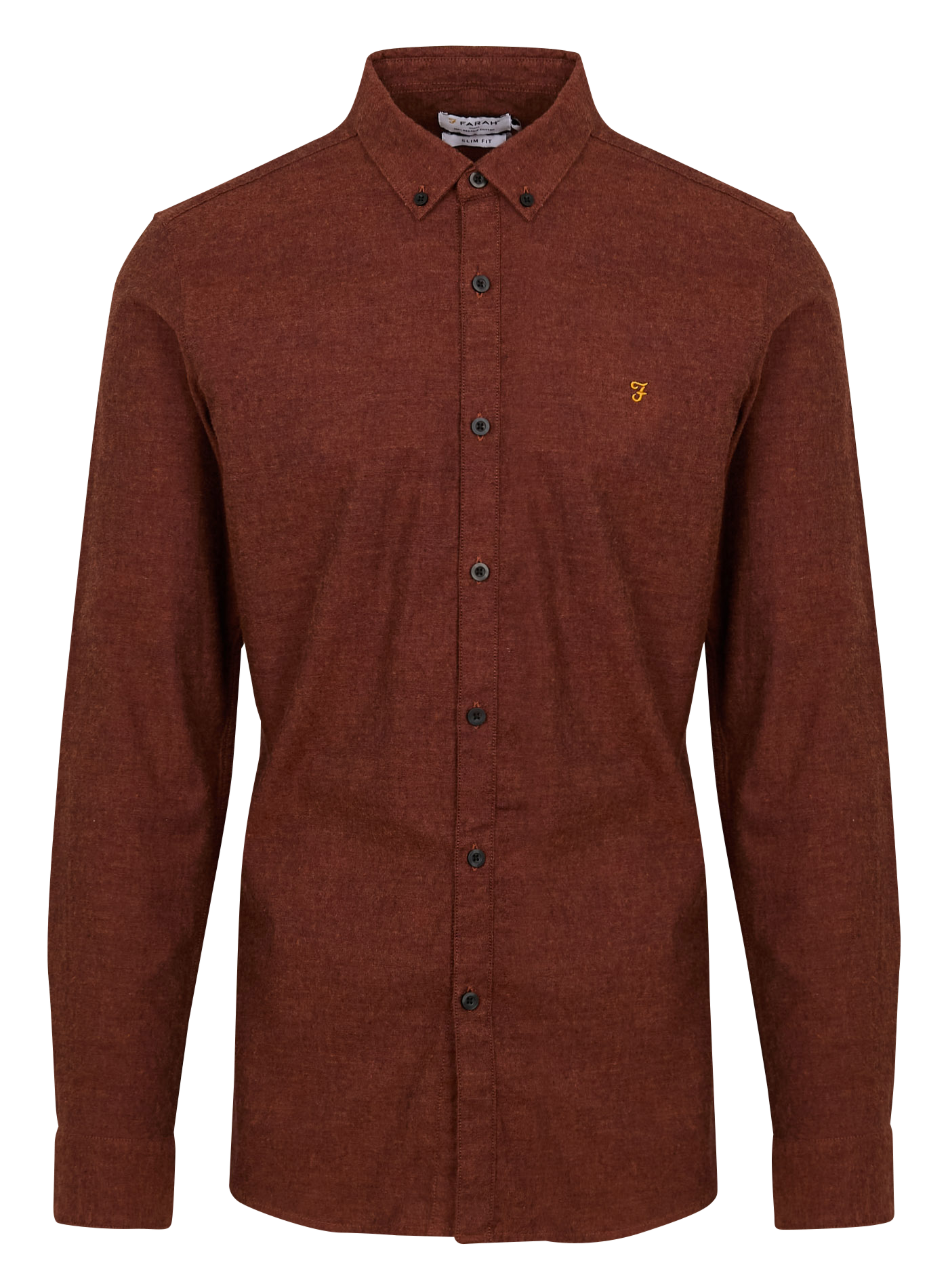 STEEN - Chemise col américain slim-fit en coton biologique | Marron