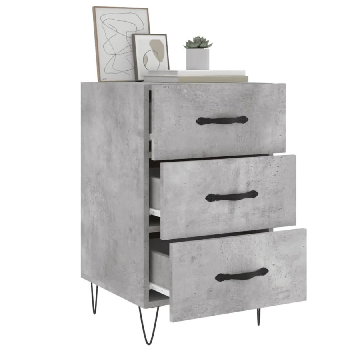 vidaXL Table de chevet gris béton