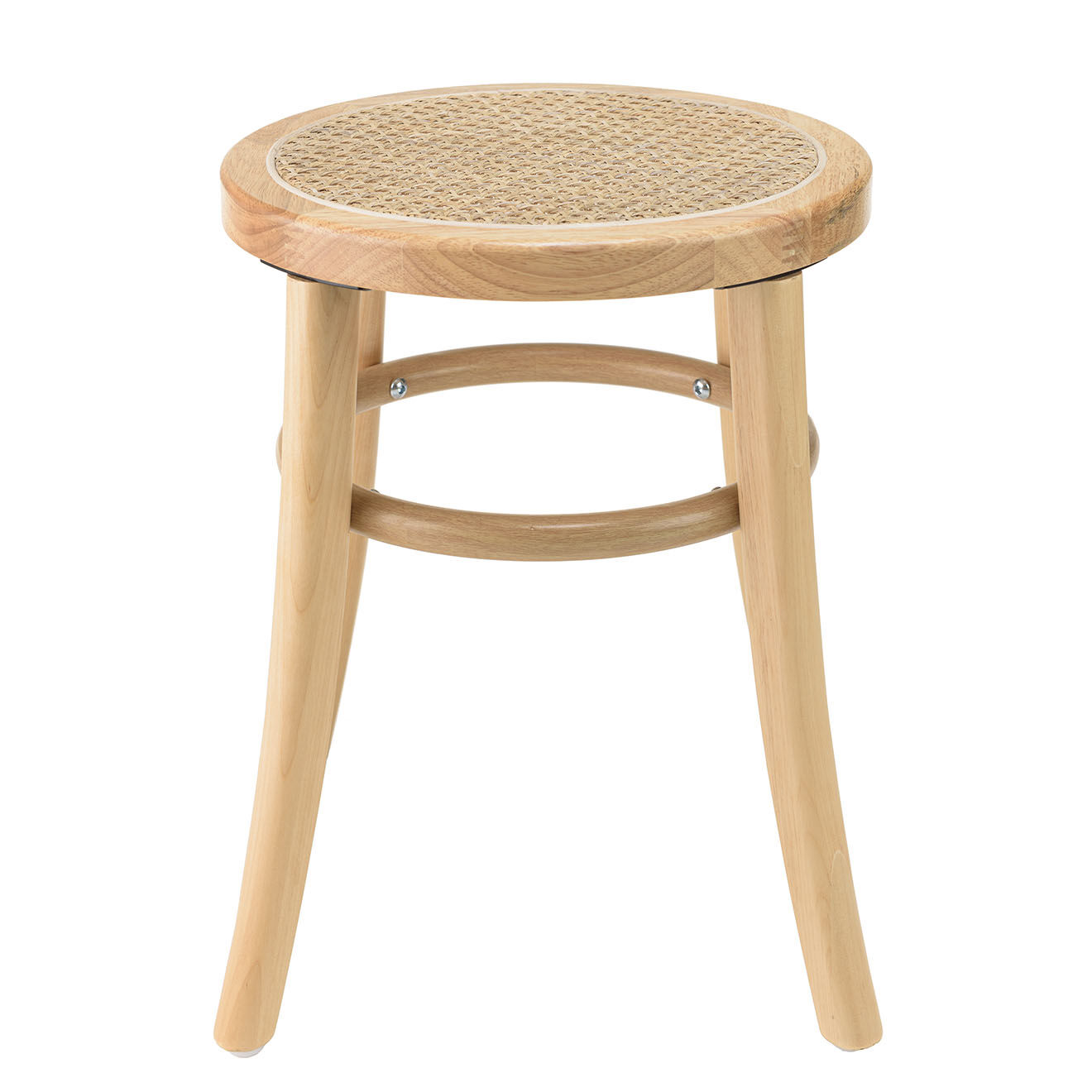 Macabane Tabouret en bois d'Hévéa Albane beige - 37x37x47 cm