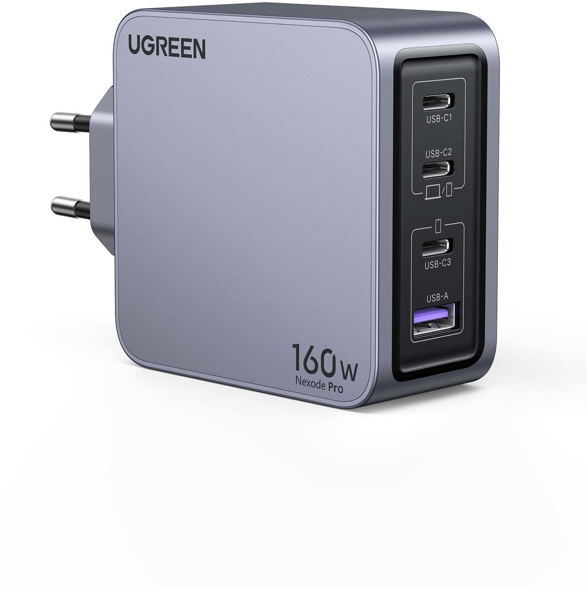 (160W) 3x USB C / USB A GaN Ladegerät Netzteil PD / QC (25877) - Grau