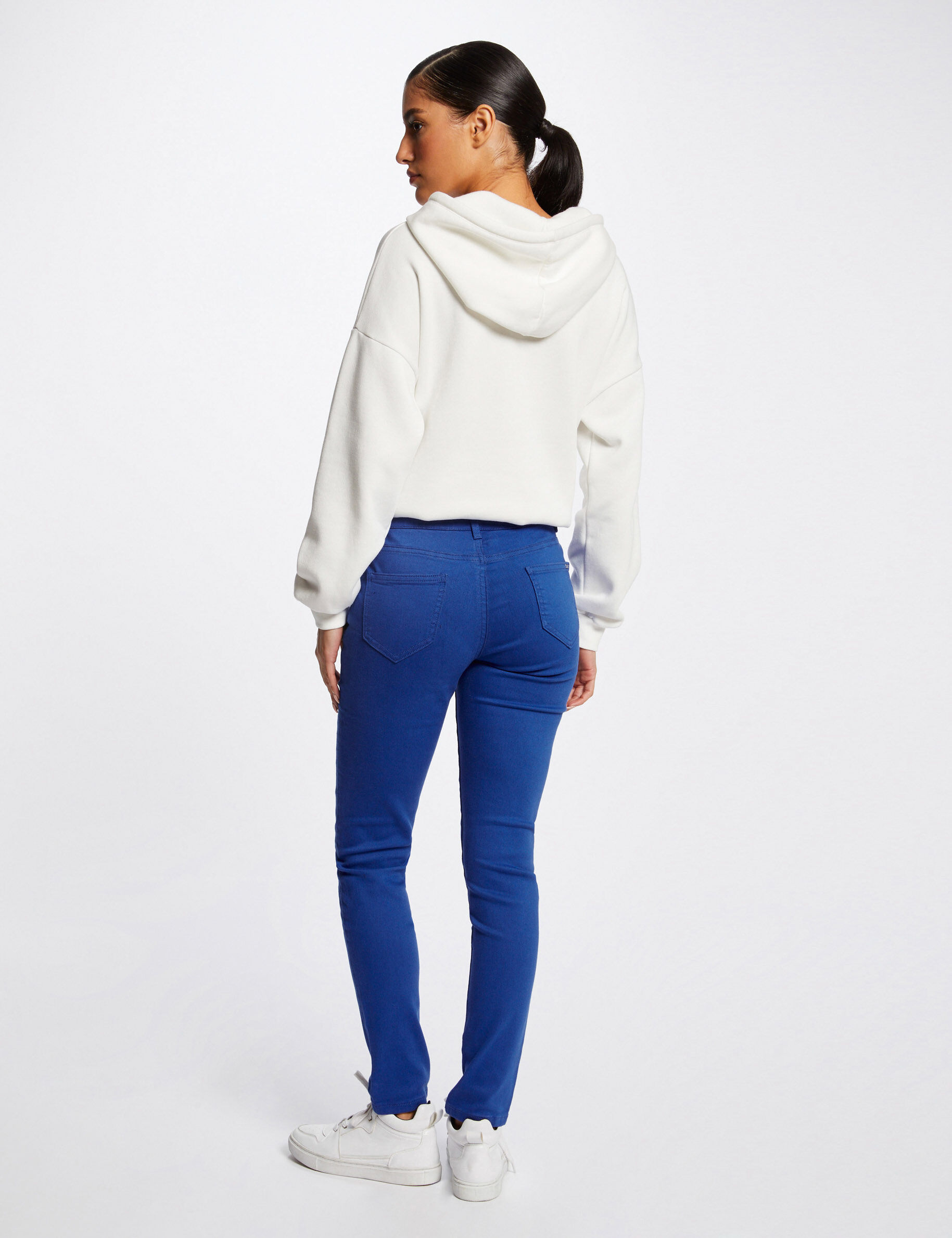Pantalon skinny taille basse bleu moyen femme - bleu_moyen