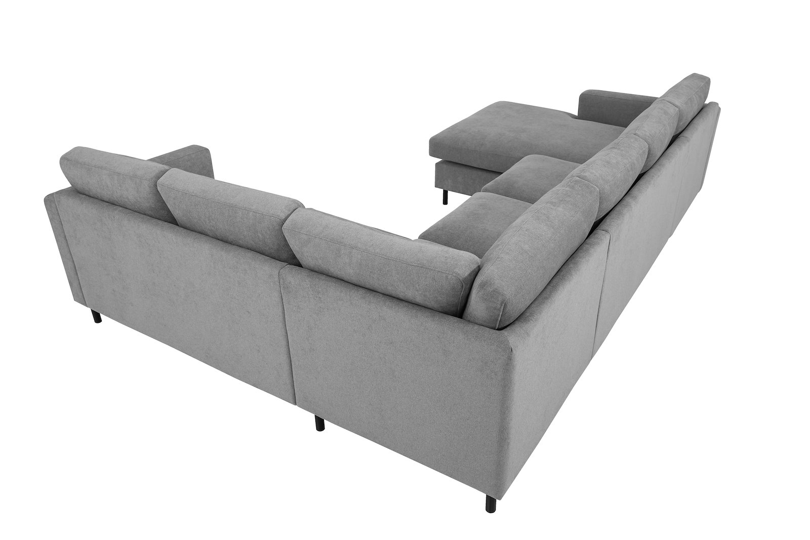 Viken U-sofa Sjeselong venstre, 2-seter og 2-seter høyre. Tekstil Storm 3/3 Warm Grey. Arm B og ben 1. Med duntopp