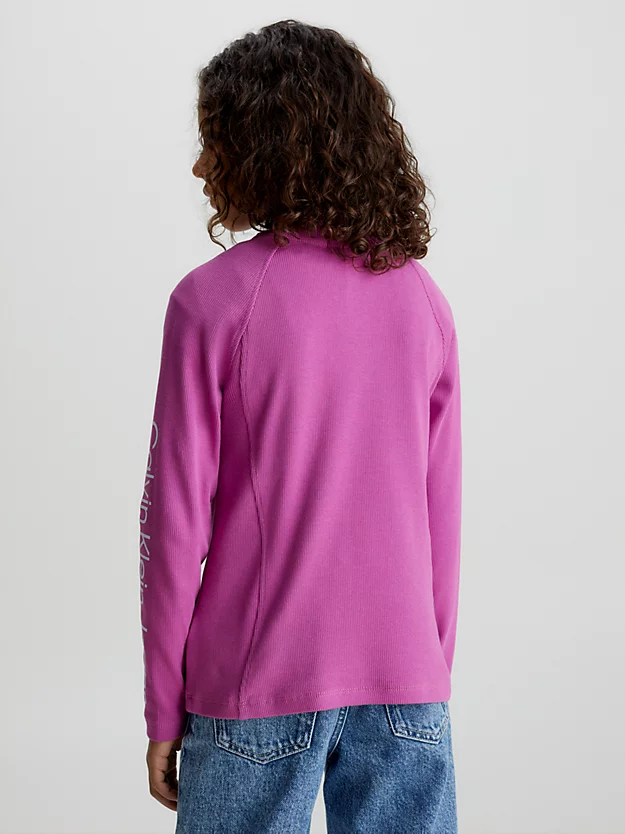 Blusa de malha canelada de corte justo com logotipo.