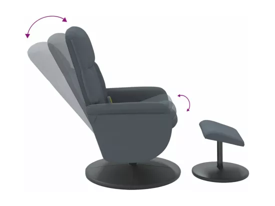 Fauteuil de massage inclinable repose-pied gris foncé velours