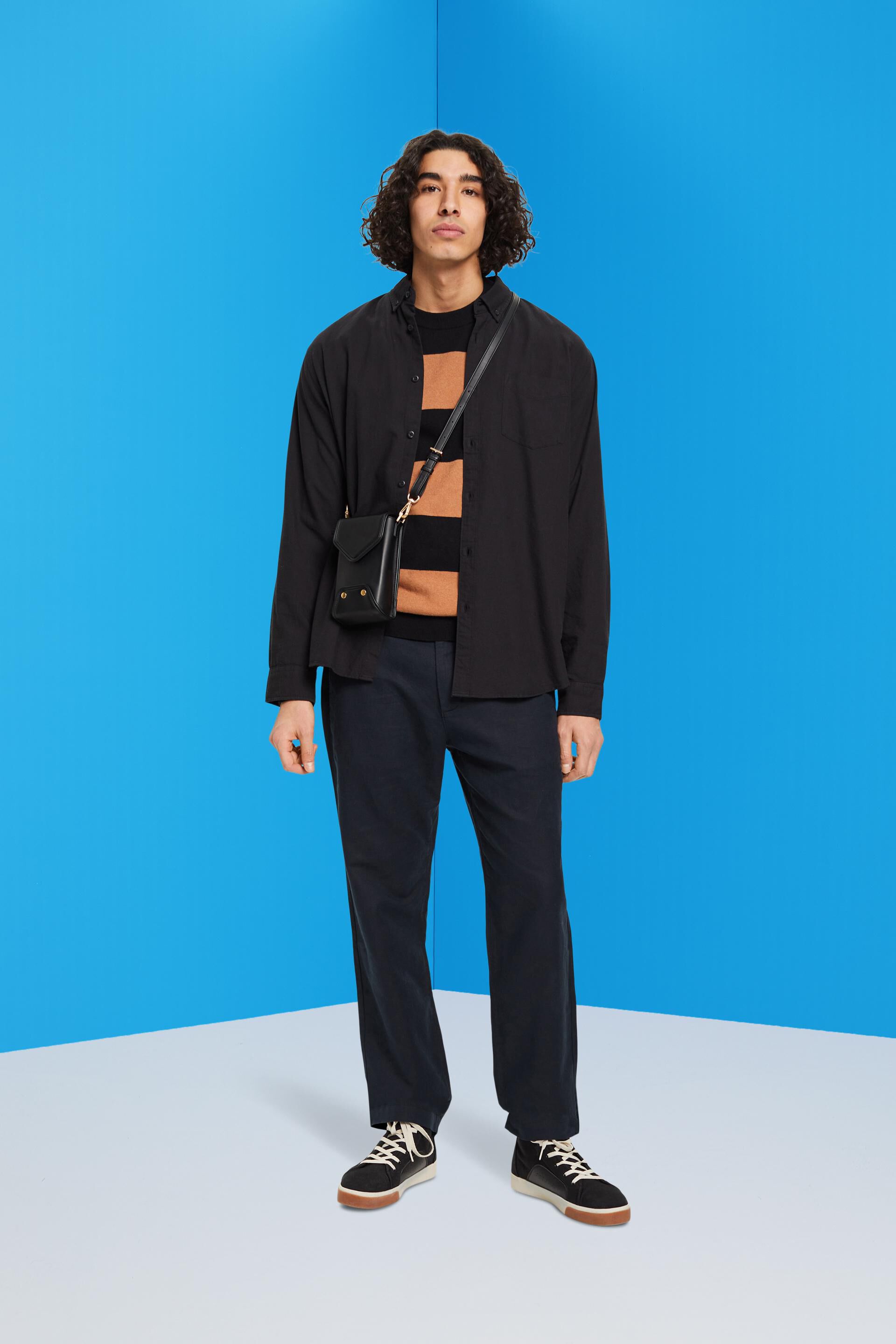 Pantalon en mélange de coton et de lin