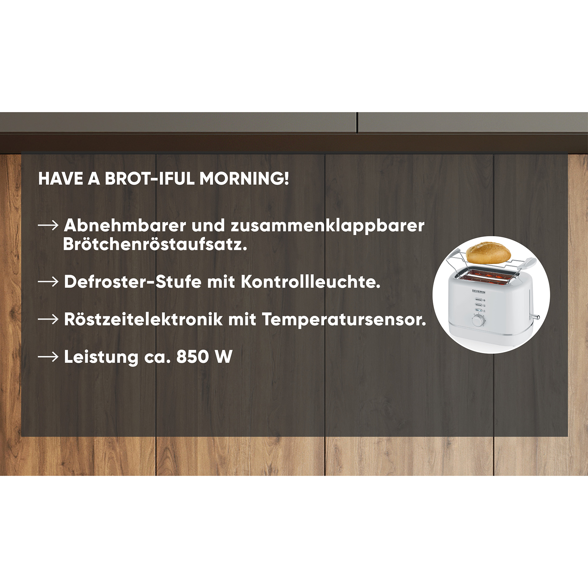 SEVERIN Toaster AT 4324 - weiß - mit Brötchenröstaufsatz