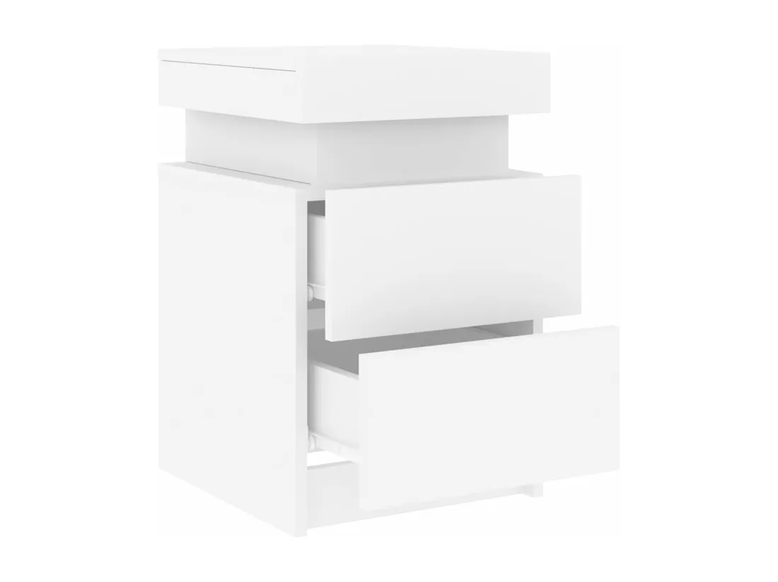 Tables de chevet avec lumières LED 2 pièces blanc 35x39x55 cm