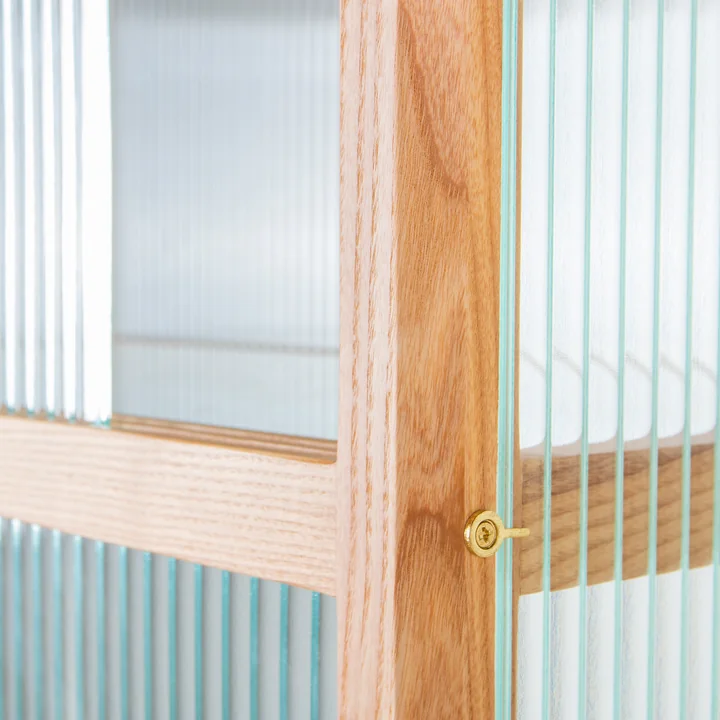 HKliving - Vitrine aus Holz mit geripptem Glas, natur