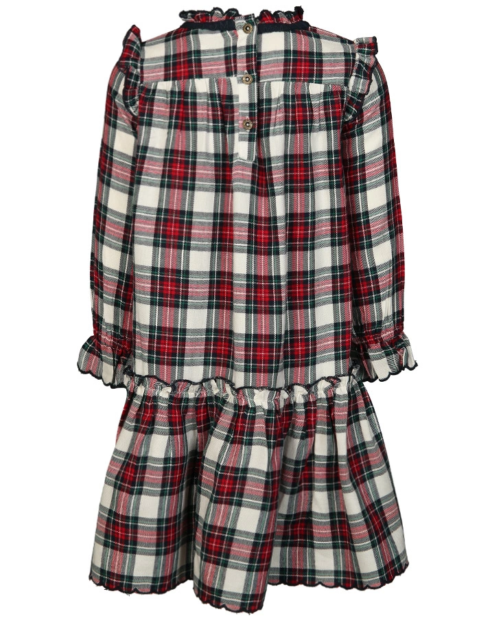 Langarm-Kleid CHECK kariert in rot/weiß