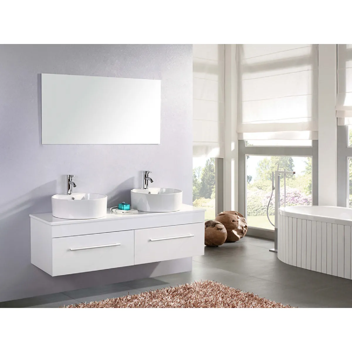 SIMBA Meuble Salle de Bain Set Vasque 150 cm Blanc